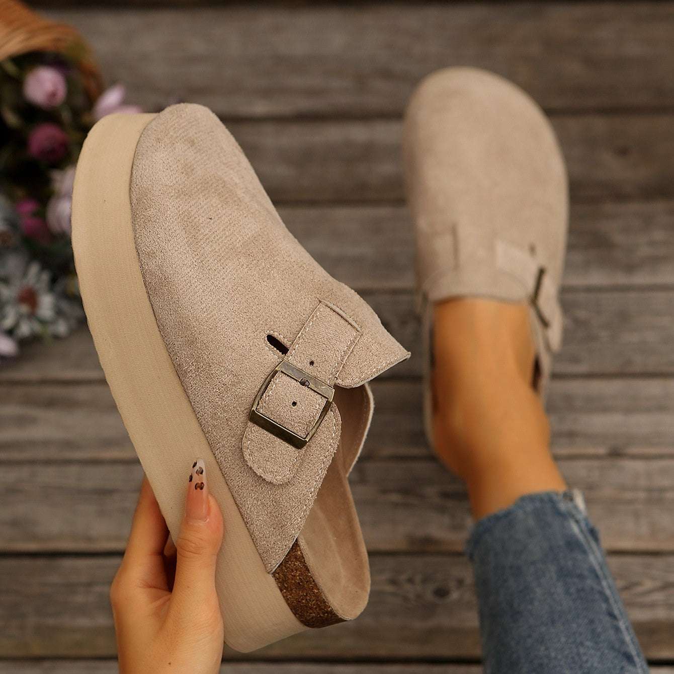 Women's Thick Sole Slip-On Mules Thick Sole Half Slippers Women's Toe Cap | Ectron Online