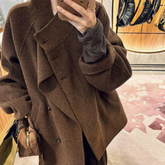 Short Cashmere Double-Faced Wool Coat - Luxury Outerwear Cashmere Double-faced Woolen Goods Short | Ectron Online