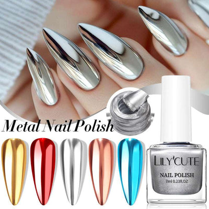 Quick-dry Metallic Mirror Nail Polish, No Baking Required