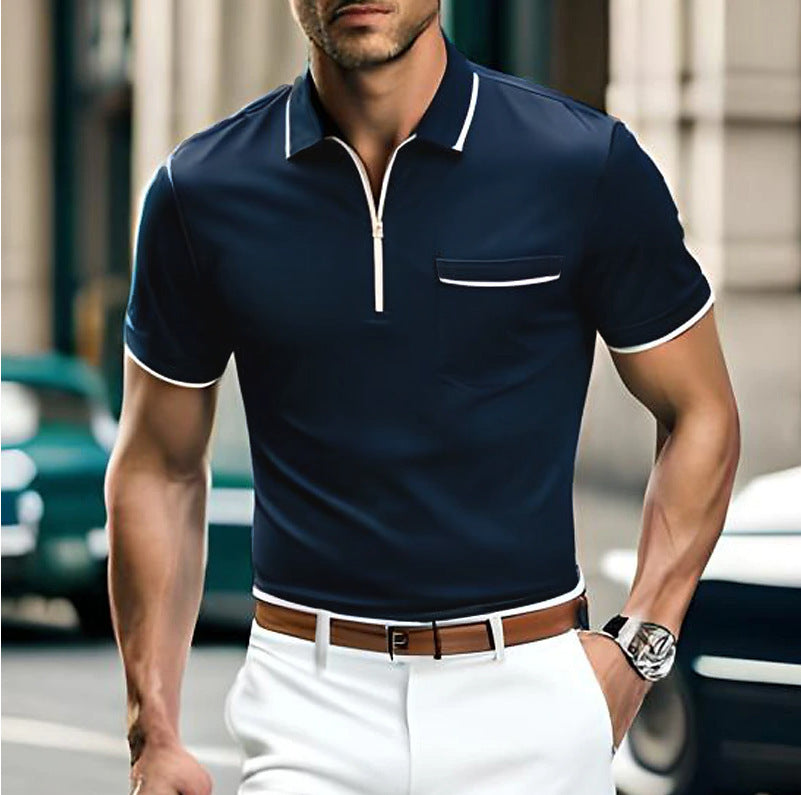 Men’s Summer Zipper Polo – Loose Fit Casual Sports Shirt Summer New Men's Zipper Loose Casual Poc | Ectron Online
