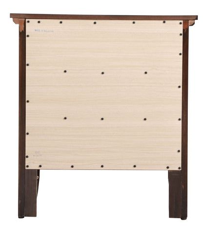 Cappuccino nightstand back panel with predrilled holes and metal attachment points
