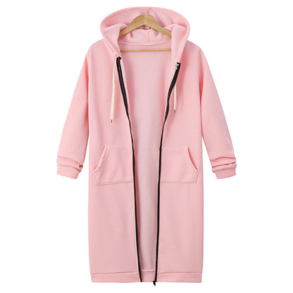 Hooded Long Sleeve Sweater Fleece Long Jacket