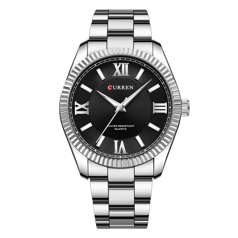 Men's Roman Scale Steel Watch Men's Luminous Steel Strap Roman Scale Q | Ectron Online