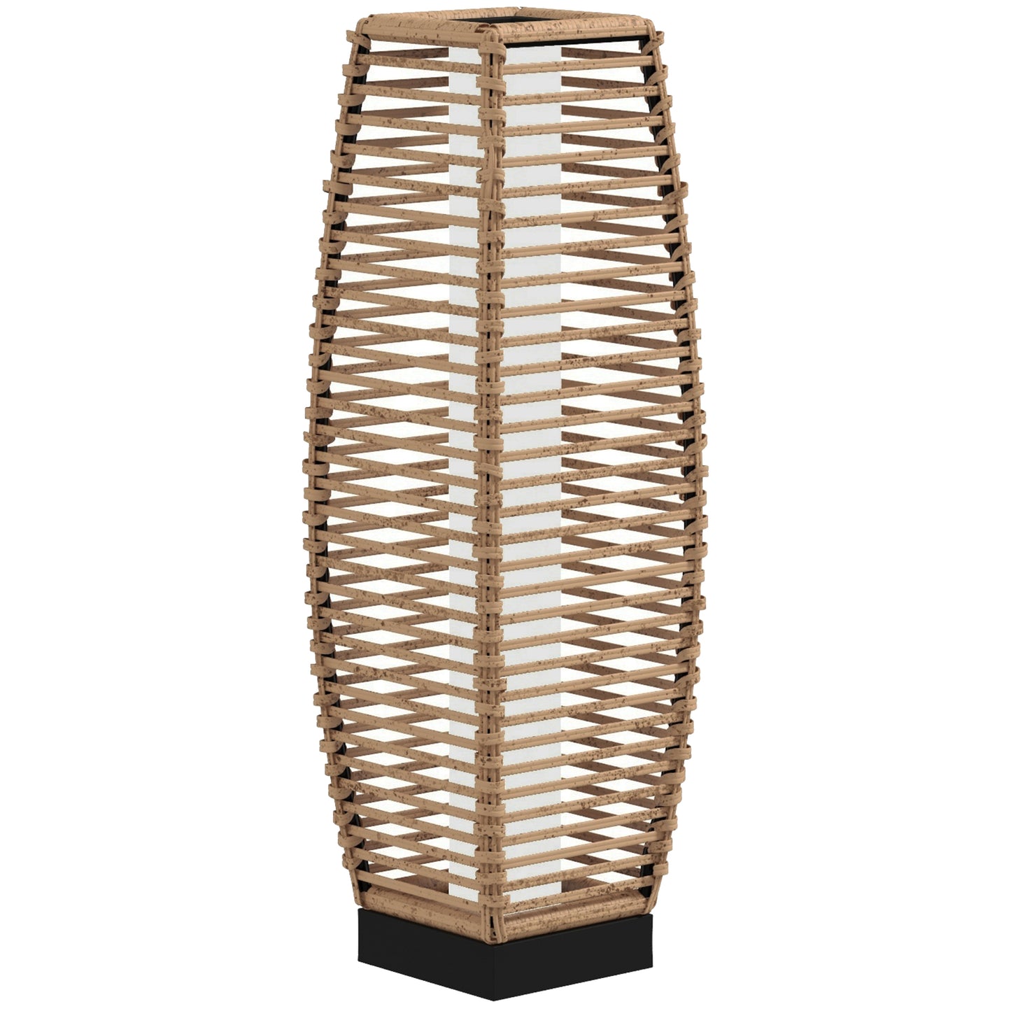Solar Rattan Floor Lamp | Outdoor Garden Lantern & Pathway Light