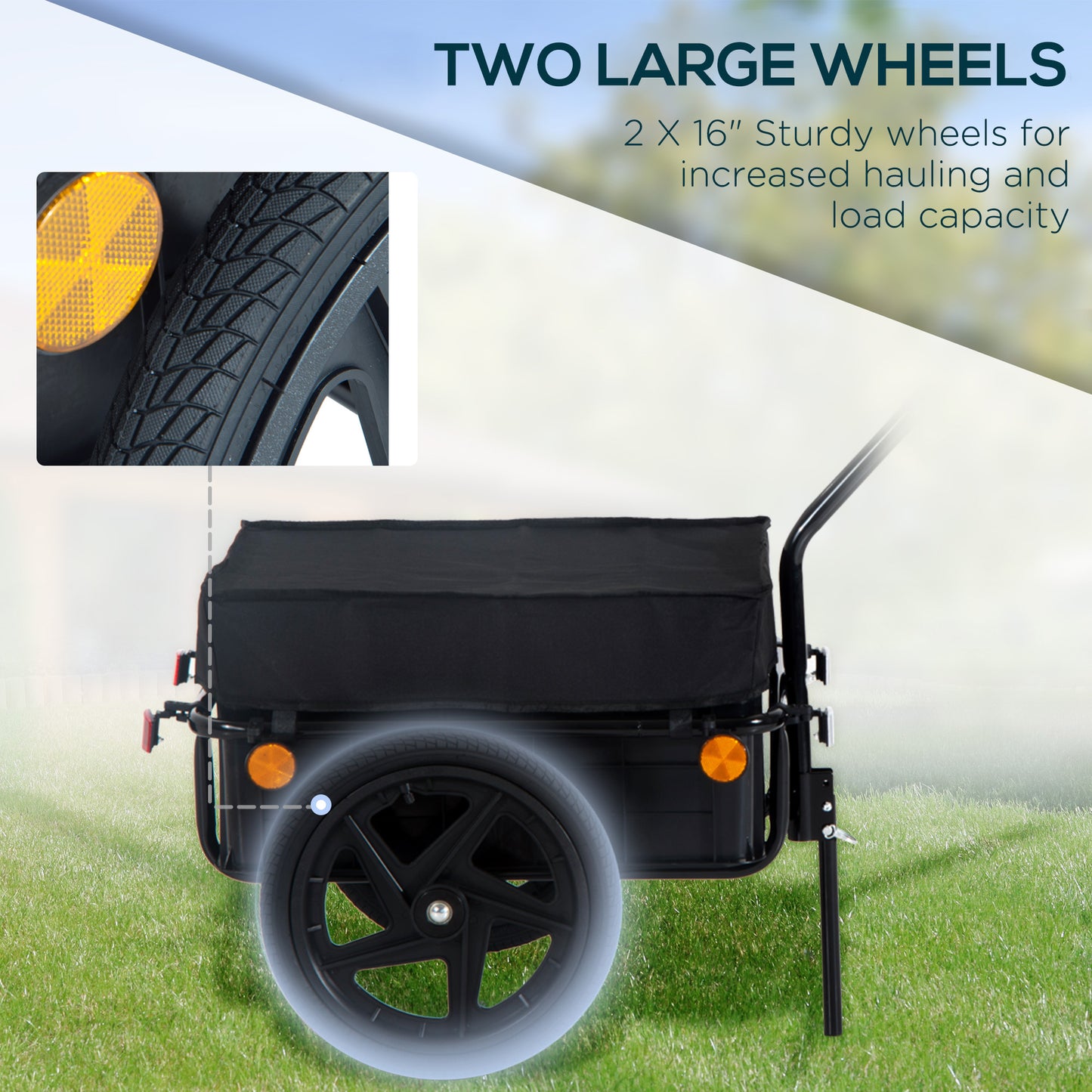 Bicycle Cargo Trailer with Removable Box & Waterproof Cover - Black