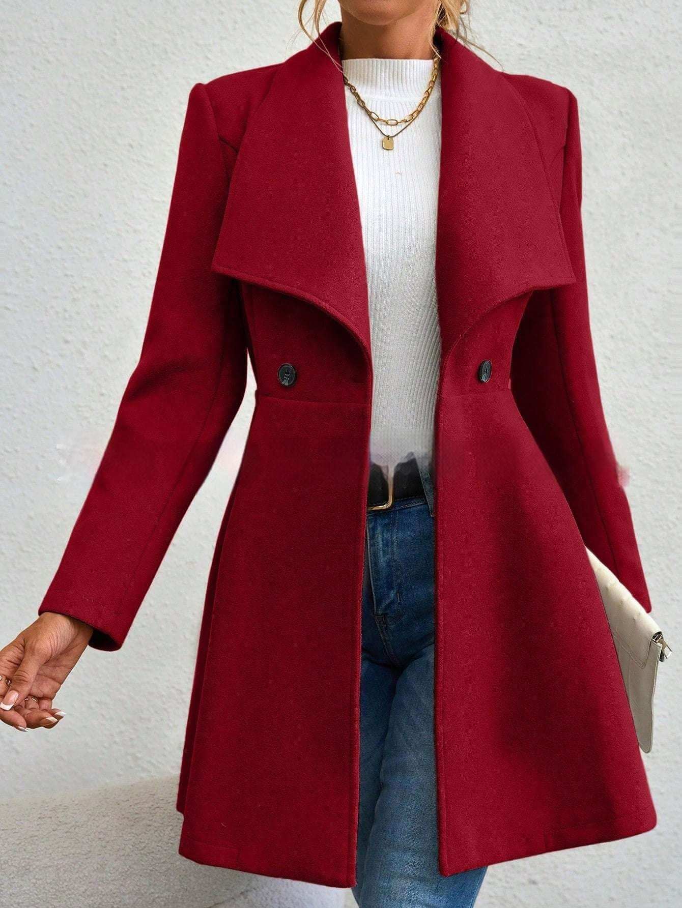 Women's Long Slim Fit Lapel Coat Women's Coat Slim Fit Long Fashion Lapel | Ectron Online