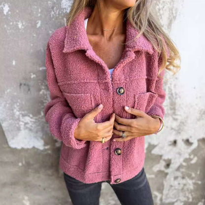 Single-Breasted Lamb Wool Coat Women's Lapel Single Breasted Lamb Wool | Ectron Online