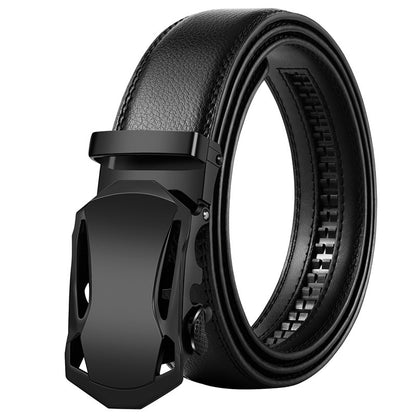 Men's Leather Belt Automatic Buckle Korean Style with premium leather and sleek black automatic buckle.
