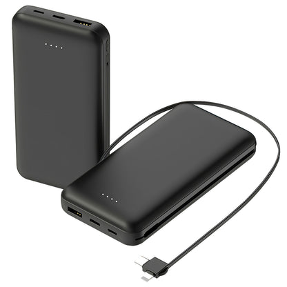 10000mAh Portable Power Bank with Built-in USB-C & Lightning Cables 1Pc 10000mAh Power Bank Portable Phone C | Ectron Online