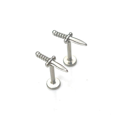 Sword Ear Studs Weapon Labret Titanium Alloy Human Body Piercing Accessories