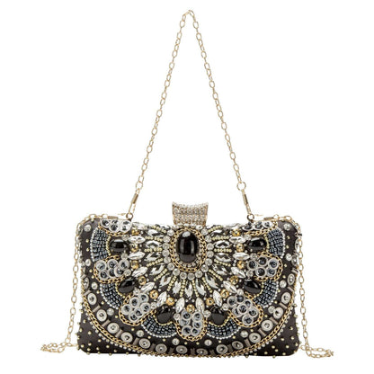 Retro Pearl Embroidery Dinner Bag Handmade Beaded Women's Hand-held