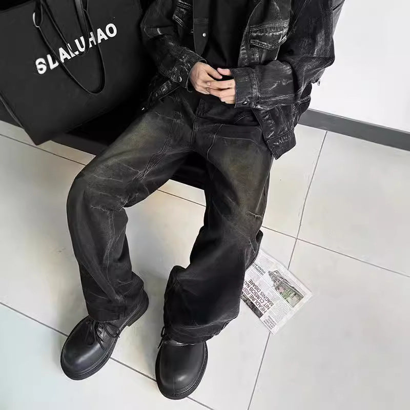 Washed Black Straight Jeans