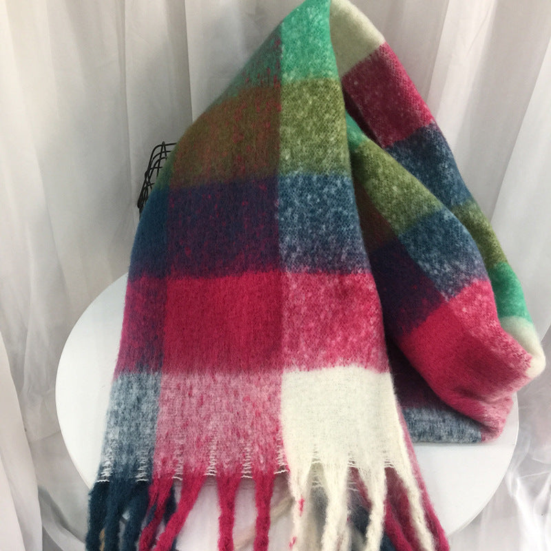Women's Autumn Colorful Striped Warm Cashmere Plaid Scarf Scarves | Ectron Online