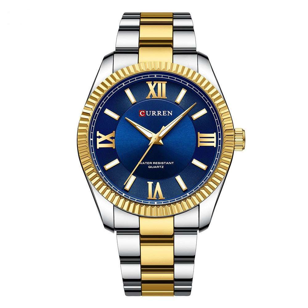 Men's Roman Scale Steel Watch Men's Luminous Steel Strap Roman Scale Q | Ectron Online