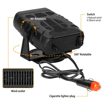 2-in-1 Portable Car Heater & Defroster - 12V/120W or 24V/200W 24V 200W Or 12V 120W Portable Car Heate | Ectron Online