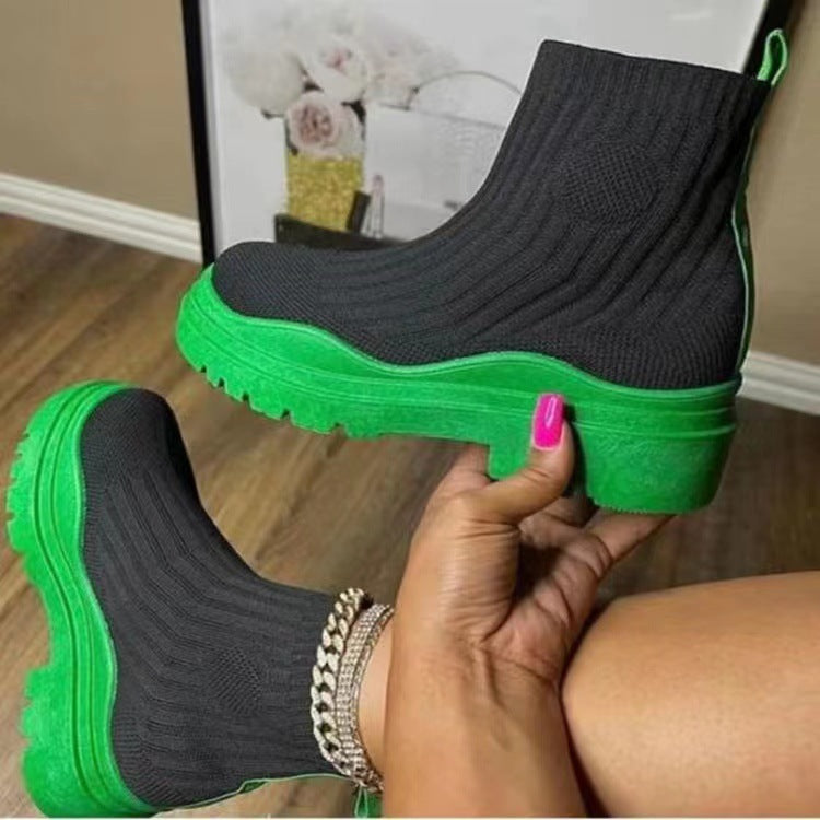 Fashion Sock Boots Platform Chunky Heels Shoes Women Fashion Sock Boots Platform Chunky Heels | Ectron Online
