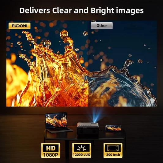 Native 1080P 5G WiFi Projector | 12000 Lumens 4K Support Home Cinema