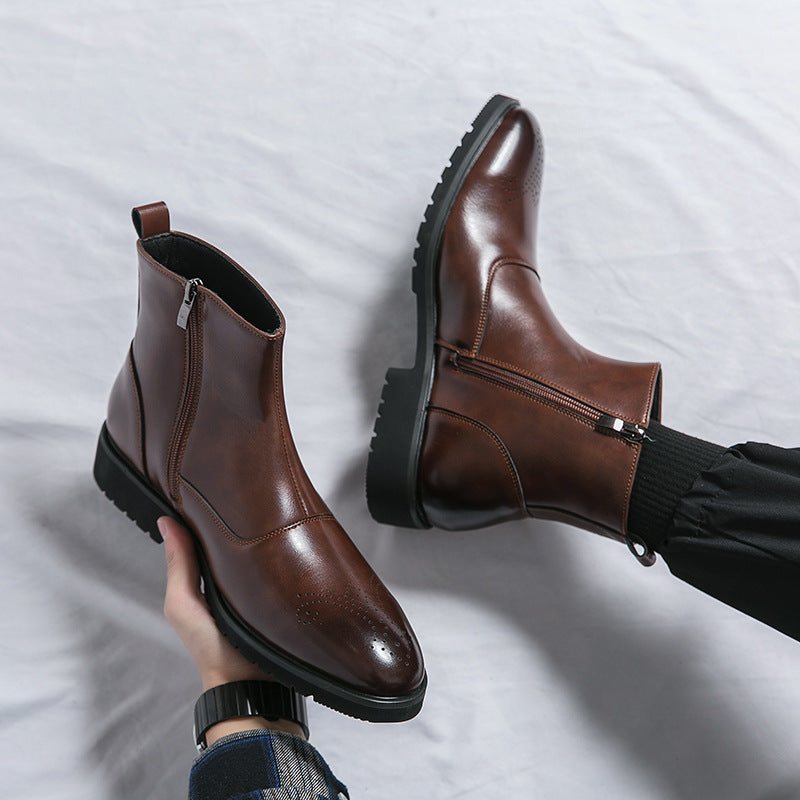 British Fashion High-Top Men’s Chelsea Leather Boots British Fashion High Top Casual Leather | Ectron Online