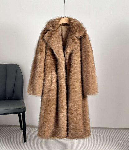 Extended Faux Fur Overcoat