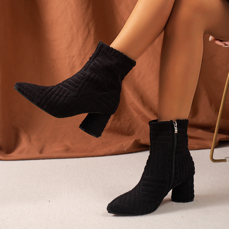 Fashionable High Heels: Pointed Toe Zip Boots Women's Shoes | Ectron Online