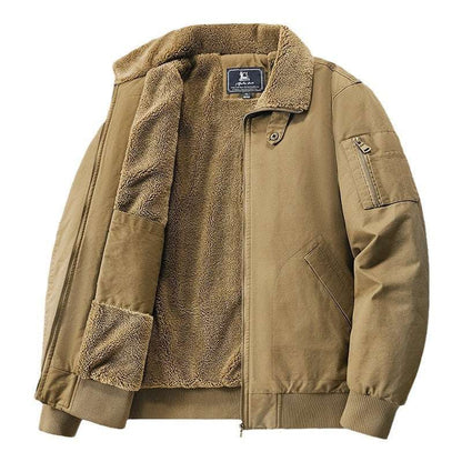 Warm And Loose Polo Collar Pure Cotton Workwear Jacket Casual Lambswool