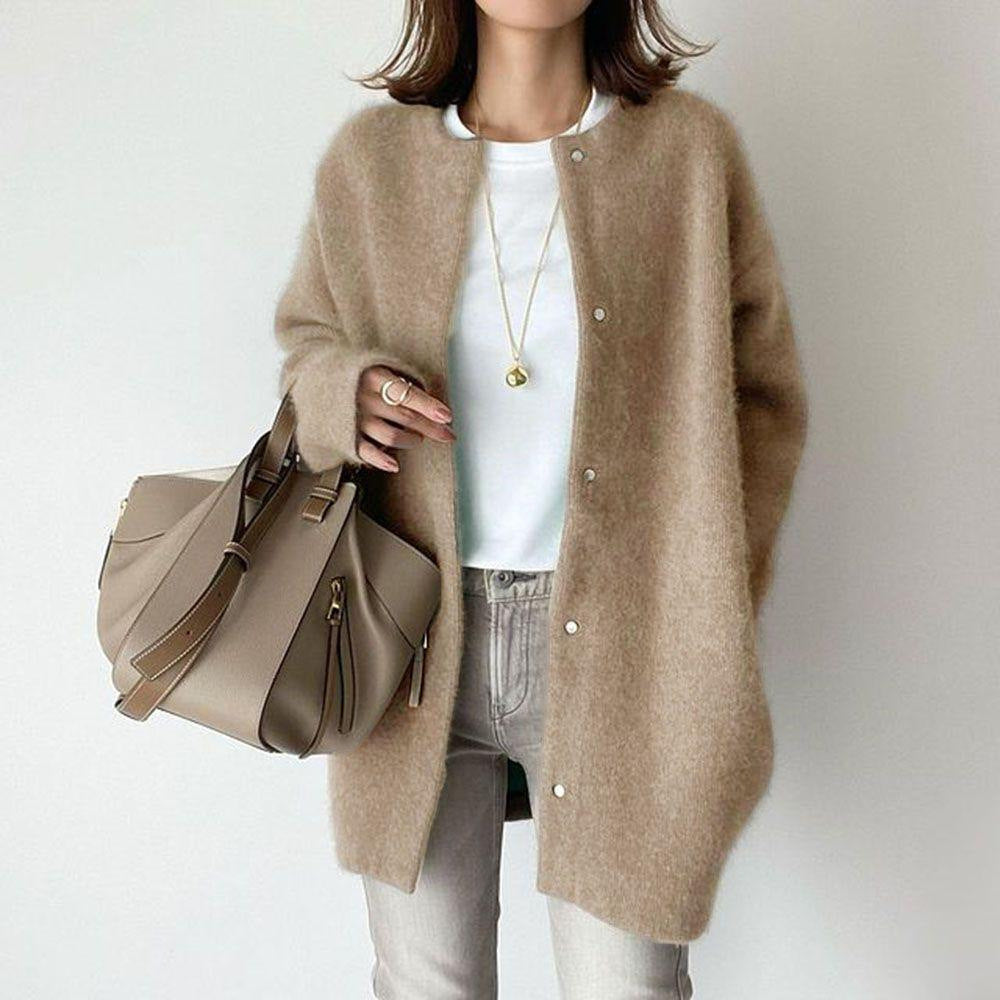 Women's Single Breasted Knitted Cardigan Ins Single Breasted Cardigans Fashion Solid Color Knitted Jacket Women's Autumn Spring Clothing | Ectron Online