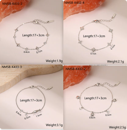 Ins Titanium Steel Bracelet 18K Gold Plating Zircon Star Pendant Exquisite