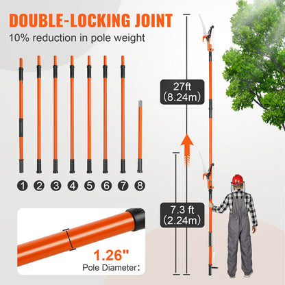 VEVOR 27 Ft Manual Pole Saw - Extendable Tree Pruner & Trimmer