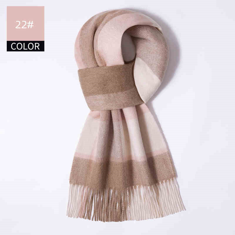 Plaid scarf with color swatch labeled '22#' on a white background