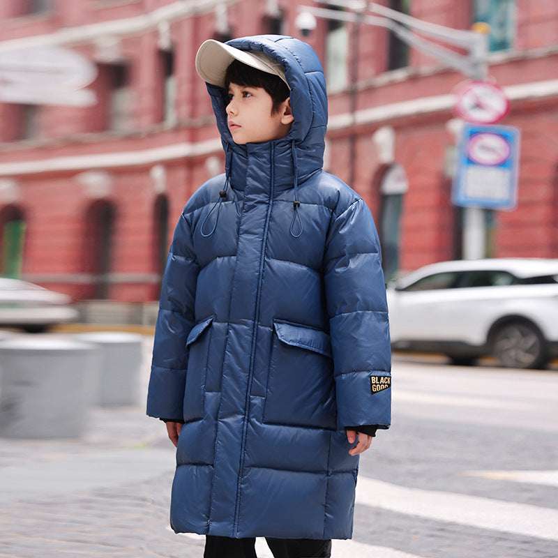 Down Jacket Boy's Long Overfashionable Knee Western Style