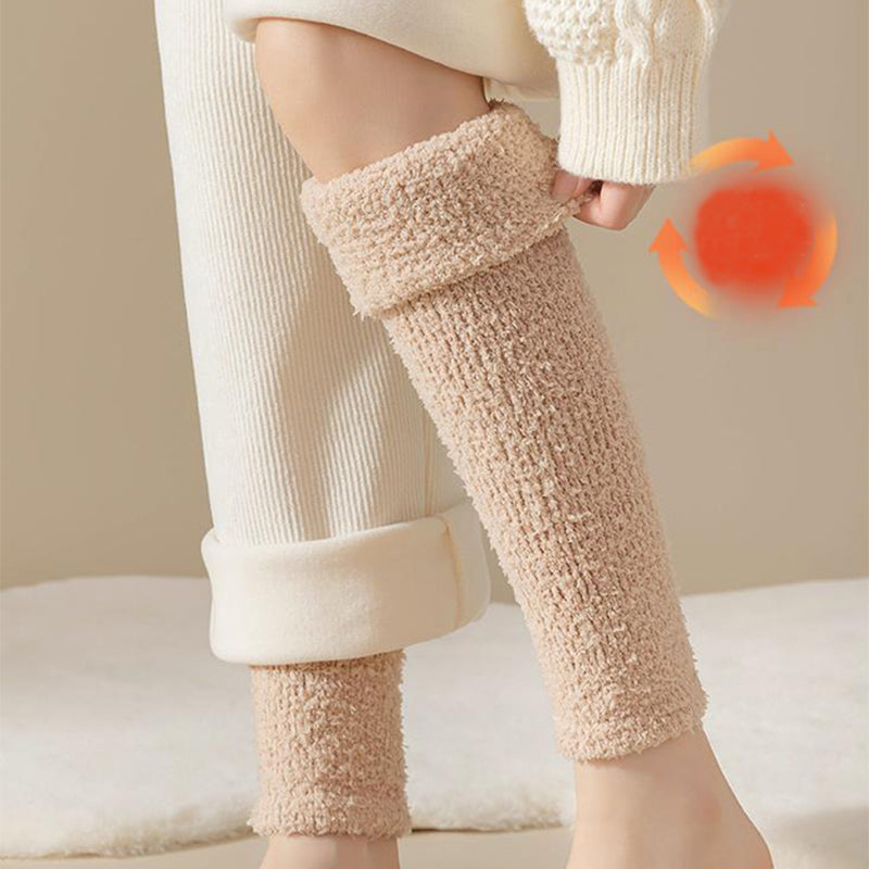 Plush Winter Warm Dual-Purpose Heel & Knee Protection Socks for Seniors
