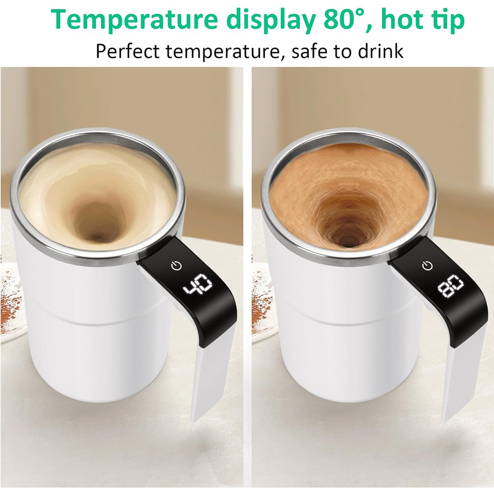 12oz Self-Stirring Coffee Mug | Auto Magnetic Cup with LED Temperature Display