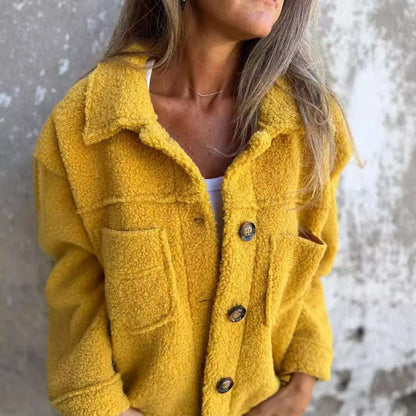 Single-Breasted Lamb Wool Coat Women's Lapel Single Breasted Lamb Wool | Ectron Online
