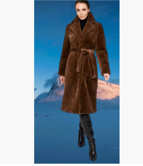 Long Faux Fur Trench Coat