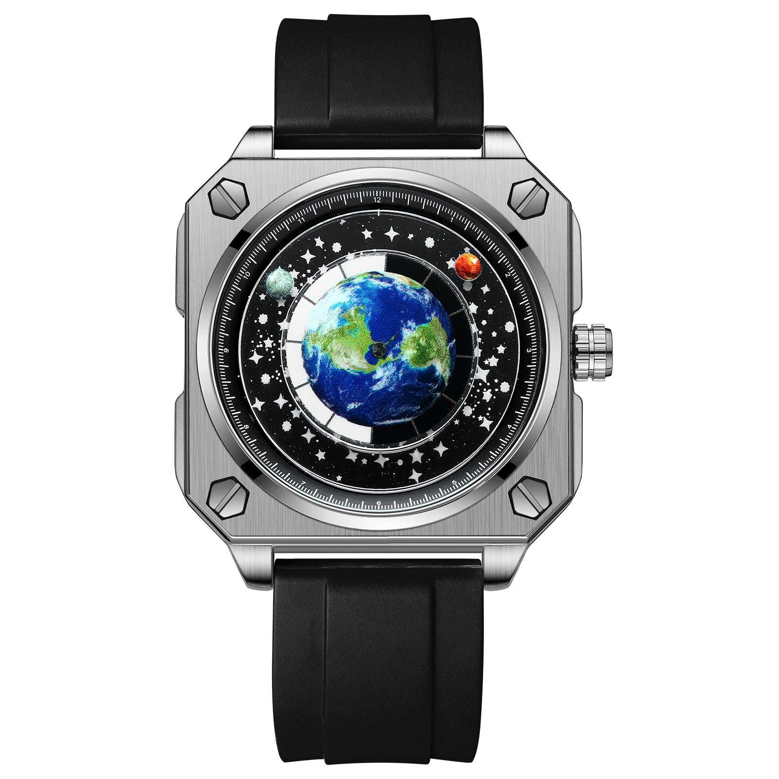 {{ brand }} Men's Creative Big Dial Watch Black Silicone White Black - Men's Quartz Watch Creative Cool Big Dia