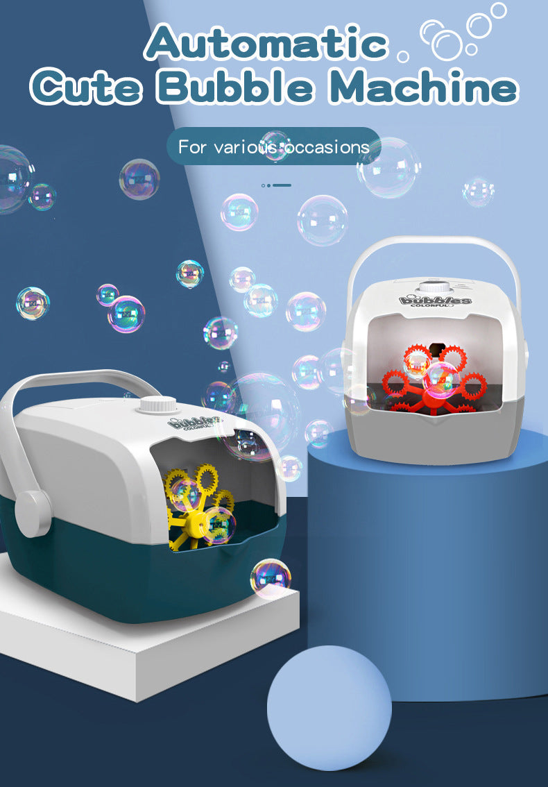 New Suitcase Automatic Bubble Machine Wedding Stage One-Click Bubble With Rechargeable Children's Bubble Toys