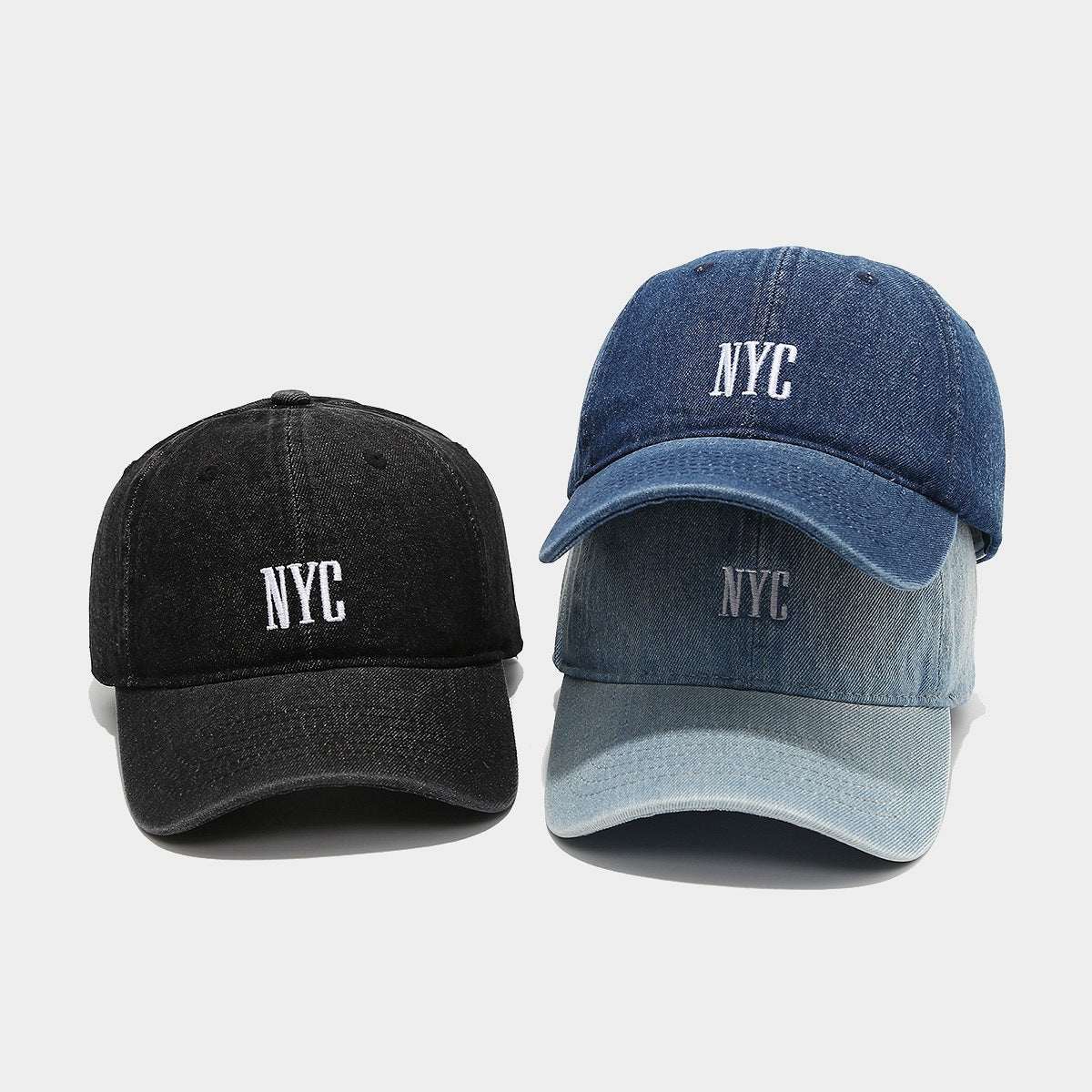 American Retro Denim Alphabet Peaked Cap