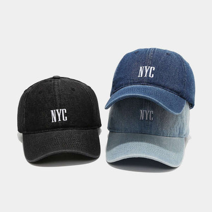 American Retro Denim Alphabet Peaked Cap - Vintage Embroidered Baseball Hat American Retro Denim Alphabet Peaked Cap | Ectron Online