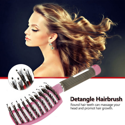 Anti-Tangle Detangler Hair Brush - Bristle & Nylon Scalp Massage Comb