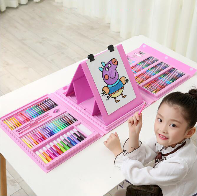 208-Piece with Easel Children's Painted Set Painting Watercolor Pen Brush Art Learning Supplies Stationery Set