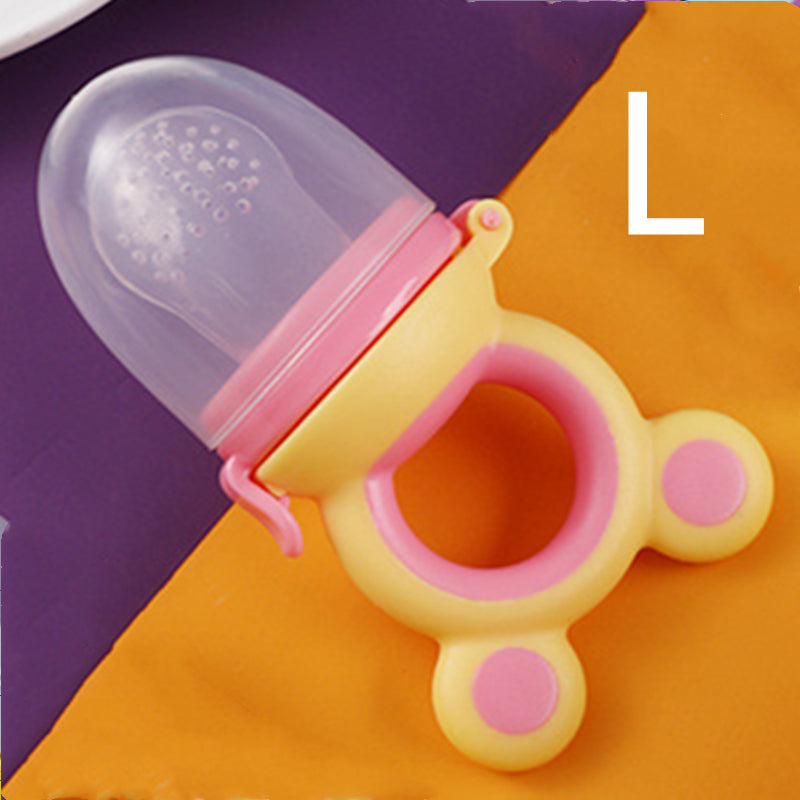 {{ brand }} Fruit and Vegetable Feeder yellow and pink L - Baby products baby pacifier fruit and vegetable silicone