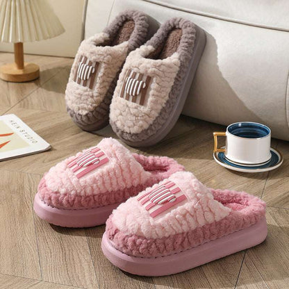 Color-Matching Lamb Slippers – Warm, Non-Slip Indoor Couples New Color-matching Lamb Slippers Indoor | Ectron Online