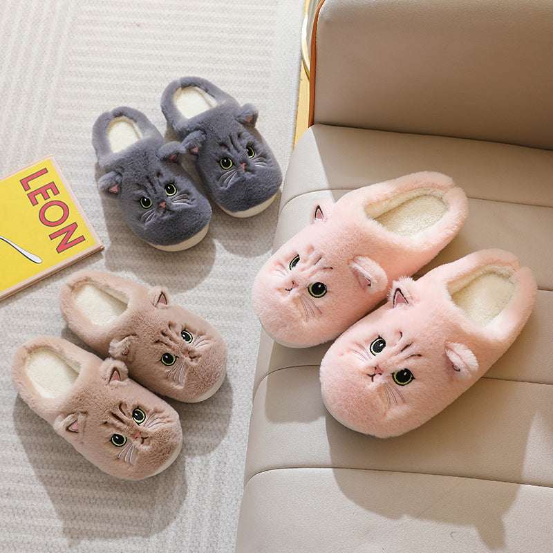 Cute Cat Plush Slippers – Warm Non-slip Winter House Shoes Cute Cat Plush Slippers Winter Warm Floo | Ectron Online