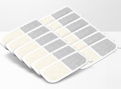 Replacement filter mat pads, gray and light cream with grid layout