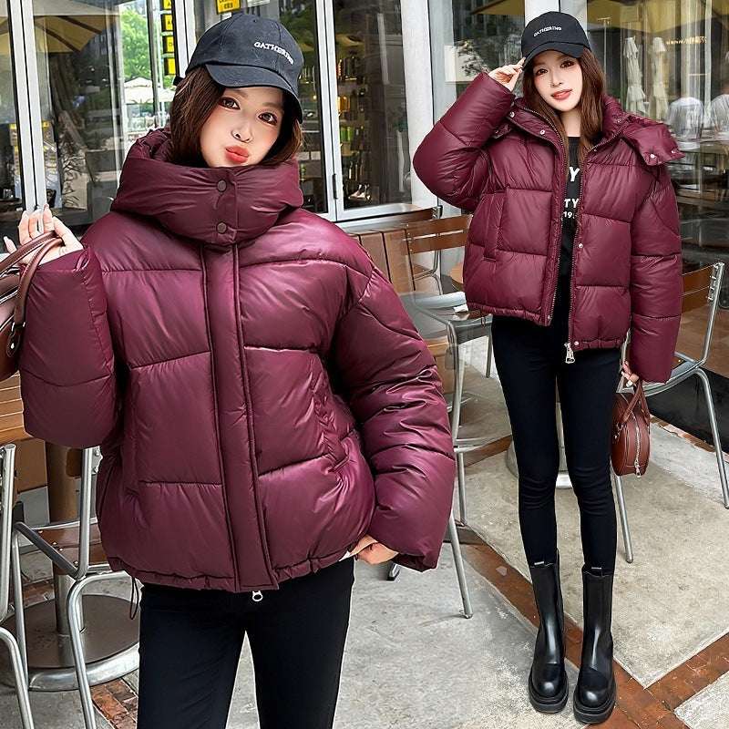Elegant Fluffy Hooded Puffer Jacket - Warm Commute Coat Elegant Fluffy Hooded Cotton Jacket Puff | Ectron Online