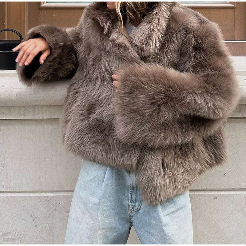 Eye-Catching Plush Fur Coat Plush Fur Coat Fashion Casual And Comfor | Ectron Online