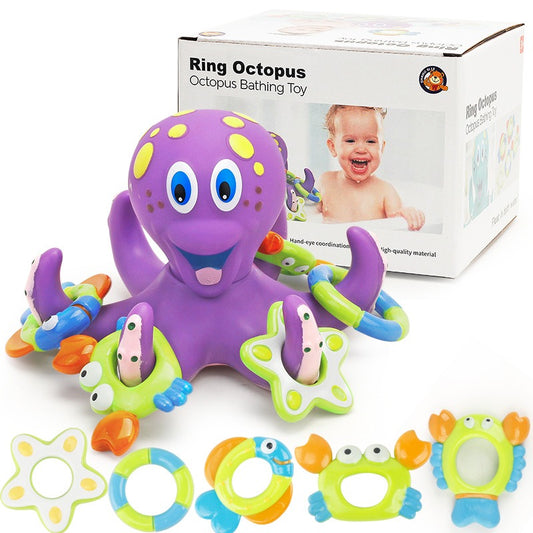 Children's Puzzle Octopus Throwing Circle Small Octopus Squid Bathing and Playing in Water Octopus Pond Glue Toy