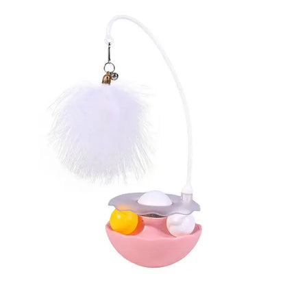 360-degree Rotating Cat Toy Engaging Cat Toys Rolling Ball Teaser Stick with Catnip Bell Feather Wand for Scratch-resistant