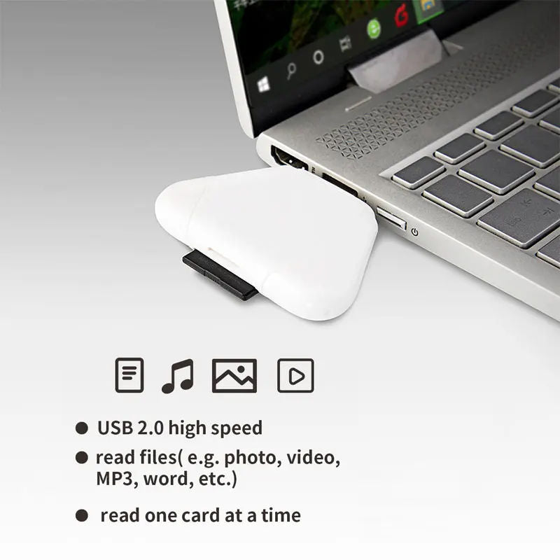 3 In 1 Memory Card Reader With Triangle Magnetic Cap Support TF/SD For PC Laptop MacBook Smart Phone