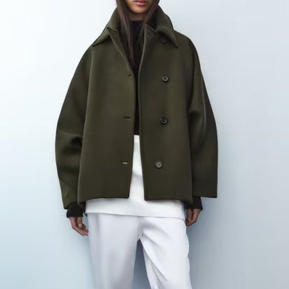 Fashionable French Short Cape Coat French Coat Fashion Polo Collar Blended | Ectron Online